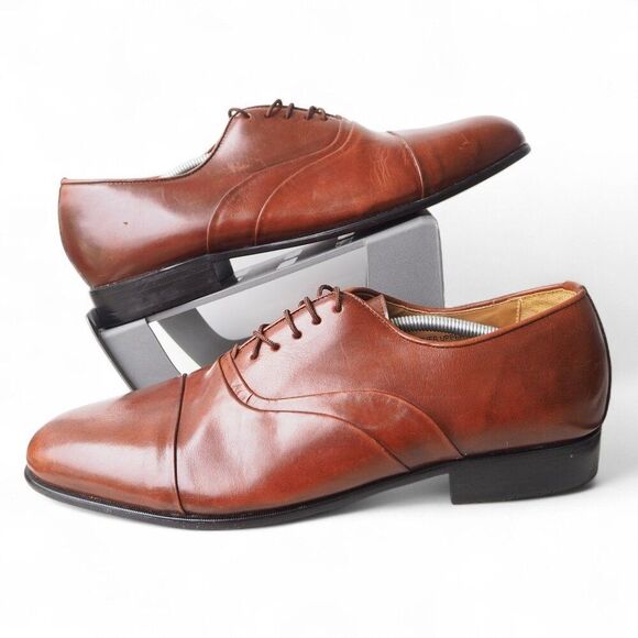 Stacy Adams Dickinson Cap Toe Leather Oxfords "Brown" 23414 Men's 14M - Picture 1 of 11